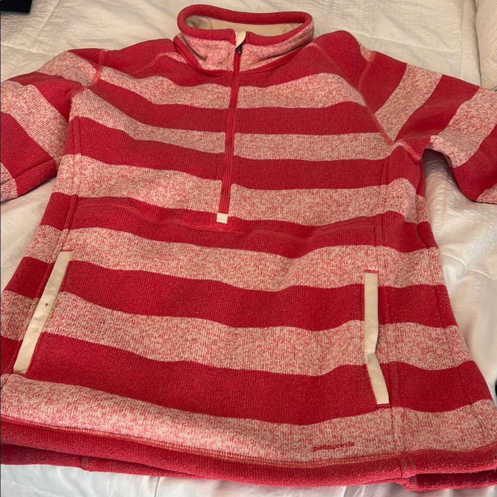 Patagonia Cream and Pink Cowl Neck Sweater